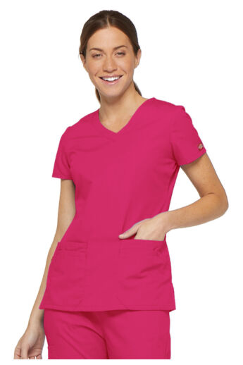 V-nyakú Női Egészségügyi Felső  - Hot Pink
